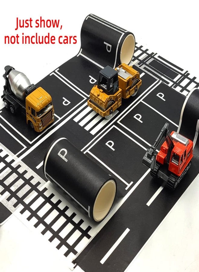 dspitwod Road Tape for Toy Cars Trains Play 6-Pack Black Car Track Tape, Parking Spot Stick to Floors and Table Flat Surface,No Residue, for Kids Gift (TAPE6) - Image 4